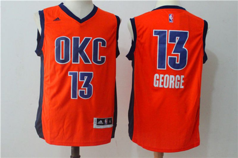 Men Oklahoma City Thunder 13 Paul George Orange NBA Jerseys